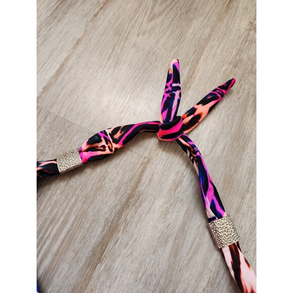 Venus Animal Print Tankini Tie Neck Open Back Bright Pink Blue Orange Sz 14 EUC - Picture 3 of 8